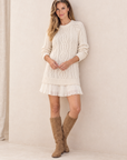 Margot pleated sweater dress in ivory
