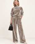 Vivian pleated trouser set in silver grey