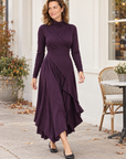 Josephine draped turtleneck dress in plum