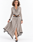 Sage lace-trim skirt set
