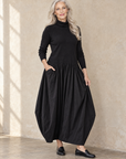 Ingrid turtleneck maxi dress in black
