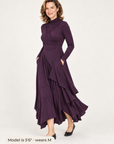 Josephine draped turtleneck dress in plum