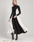Vivien colorblock turtleneck dress in black ivory
