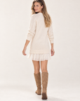 Margot pleated sweater dress in ivory
