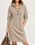 Hazel collared sweater dress in khaki