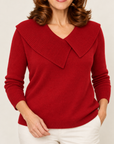 Margot crossover collar sweater in red