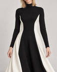 Vivien colorblock turtleneck dress in black ivory