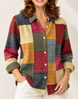 Hazel patchwork shirt in berry patchwork