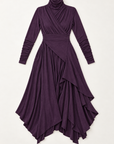Josephine draped turtleneck dress in plum