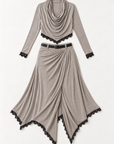Sage lace-trim skirt set