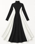 Vivien colorblock turtleneck dress in black ivory