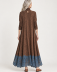 Fern lace-hem maxi dress in chocolate