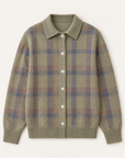 Ruby plaid collared cardigan, flat lay