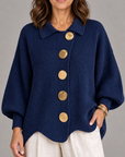 Maggie button-front cardigan in navy blue