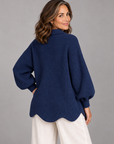 Maggie button-front cardigan in navy blue