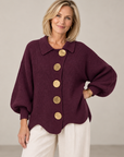 Maggie button-front cardigan in wine