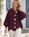 Maggie button-front cardigan in wine