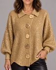 Maggie button-front cardigan in gold