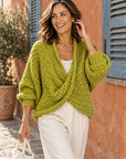 Margot chunky wrap sweater in green