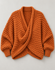 Margot chunky wrap sweater in rust