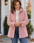 Nell sherpa zip jacket in pink