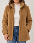 Nell sherpa zip jacket in camel