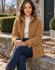 Nell sherpa zip jacket in camel