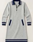 Delaney zip-collar sweater dress in gray