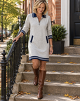 Delaney zip-collar sweater dress in gray