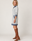Delaney zip-collar sweater dress in gray