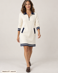 Delaney zip-collar sweater dress in white