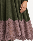 Fern lace-hem maxi dress in olive 