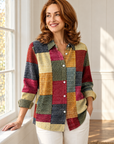 Hazel patchwork shirt in berry patchwork 