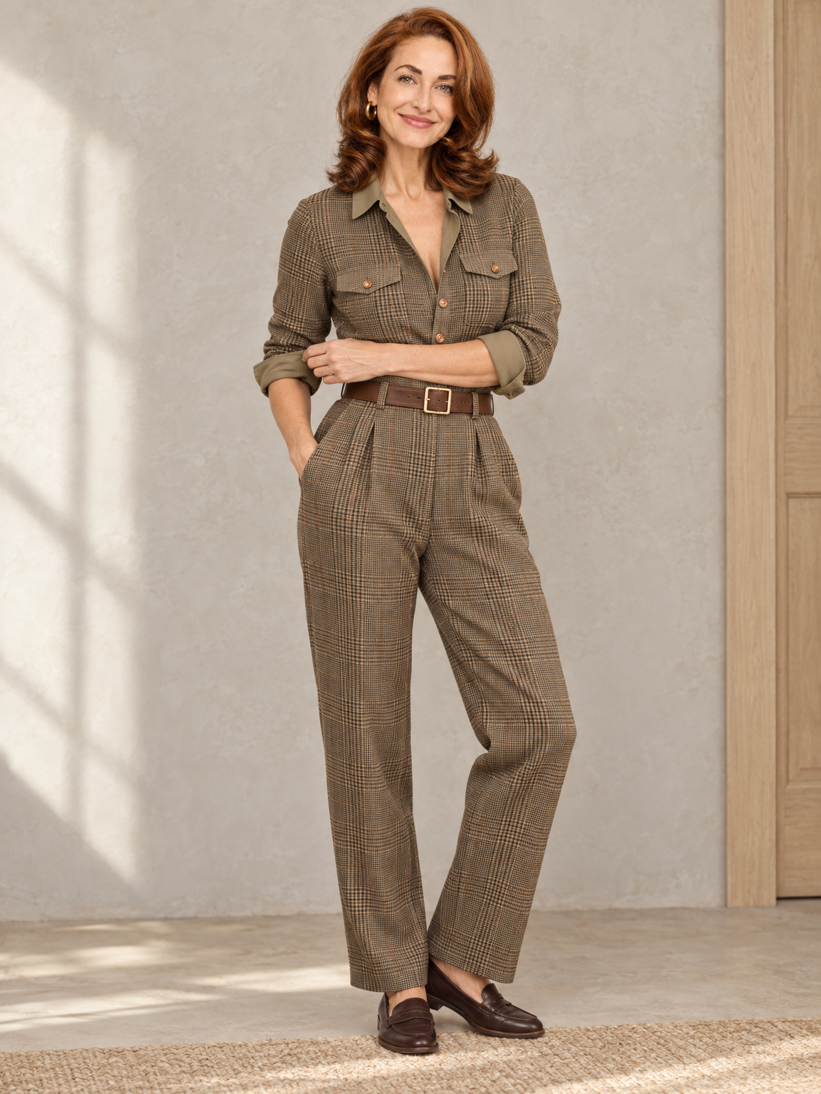 Margot plaid utility jumpsuit