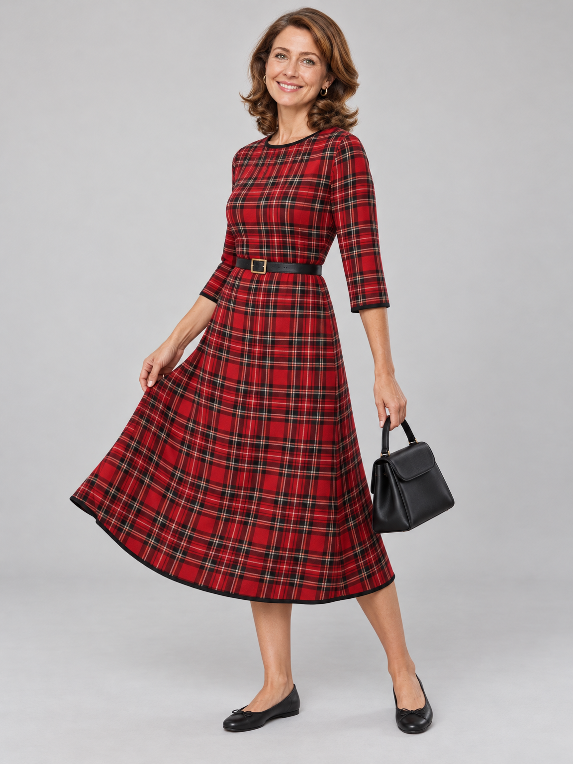 Margaret plaid midi dress