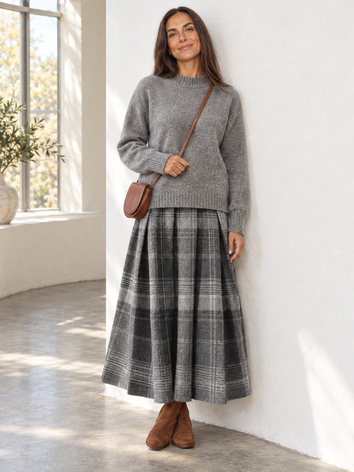 Margot pleated plaid set