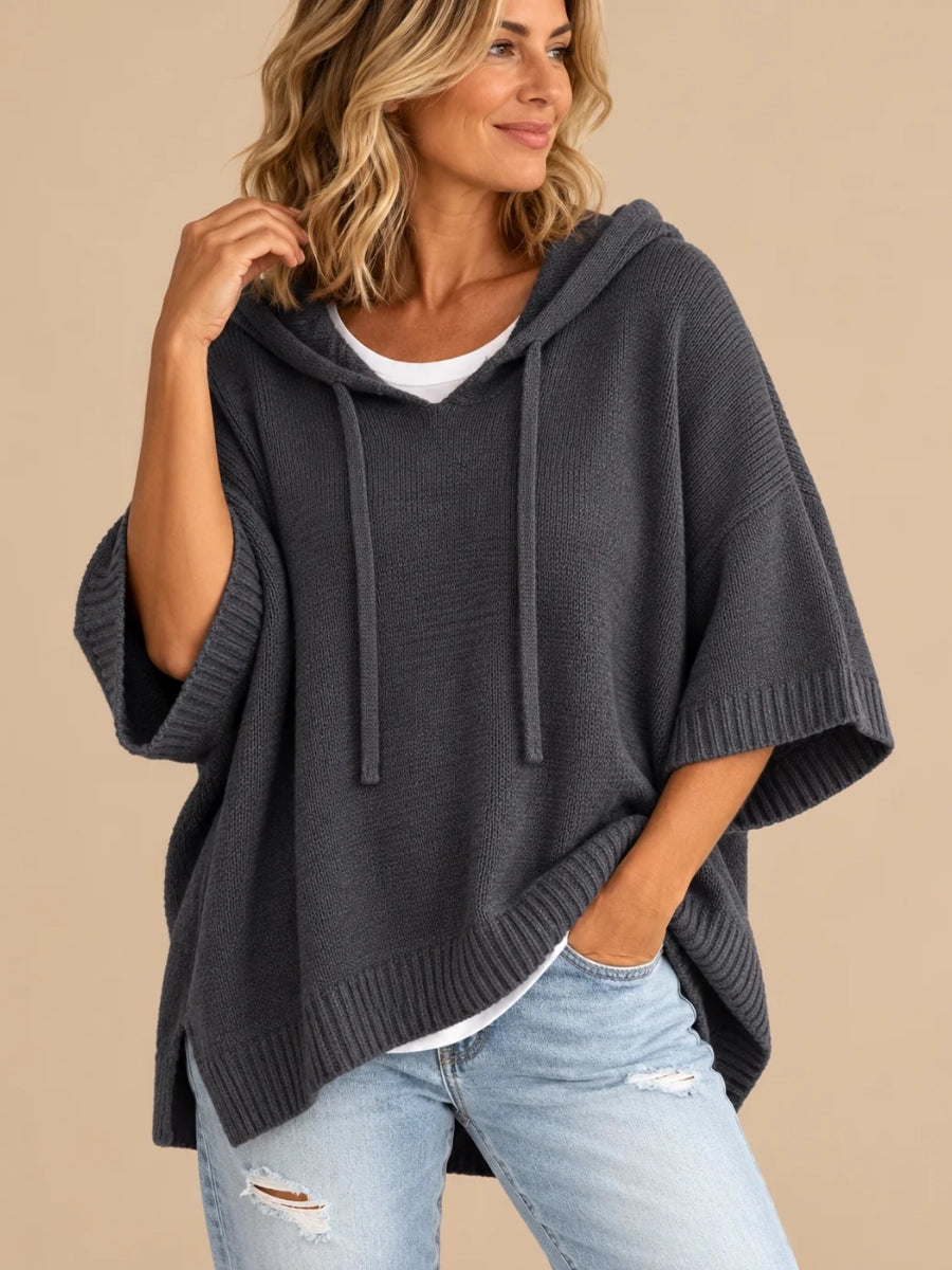 Laurel | Hooded Knit Poncho