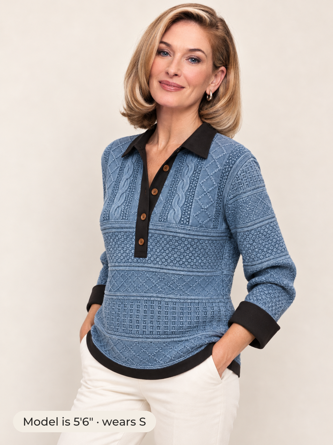 Maggie textured polo sweater