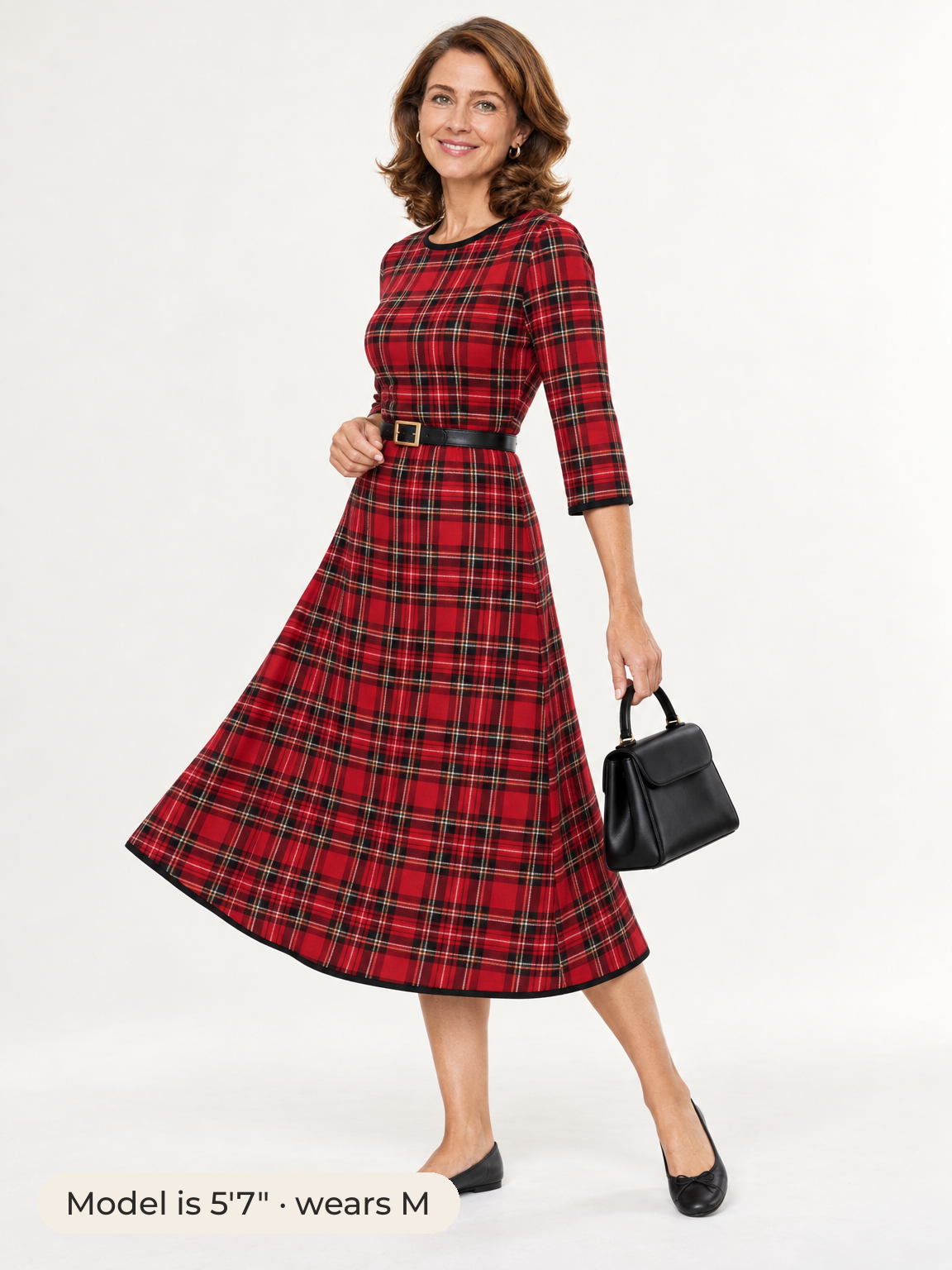 Margaret plaid midi dress