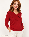 Margot crossover collar sweater in red 