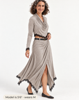 Sage lace-trim skirt set