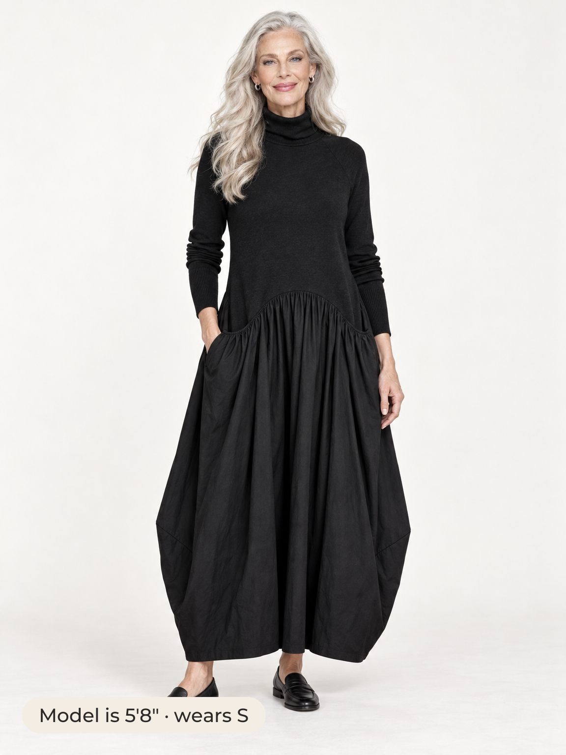 Ingrid turtleneck maxi dress in black 