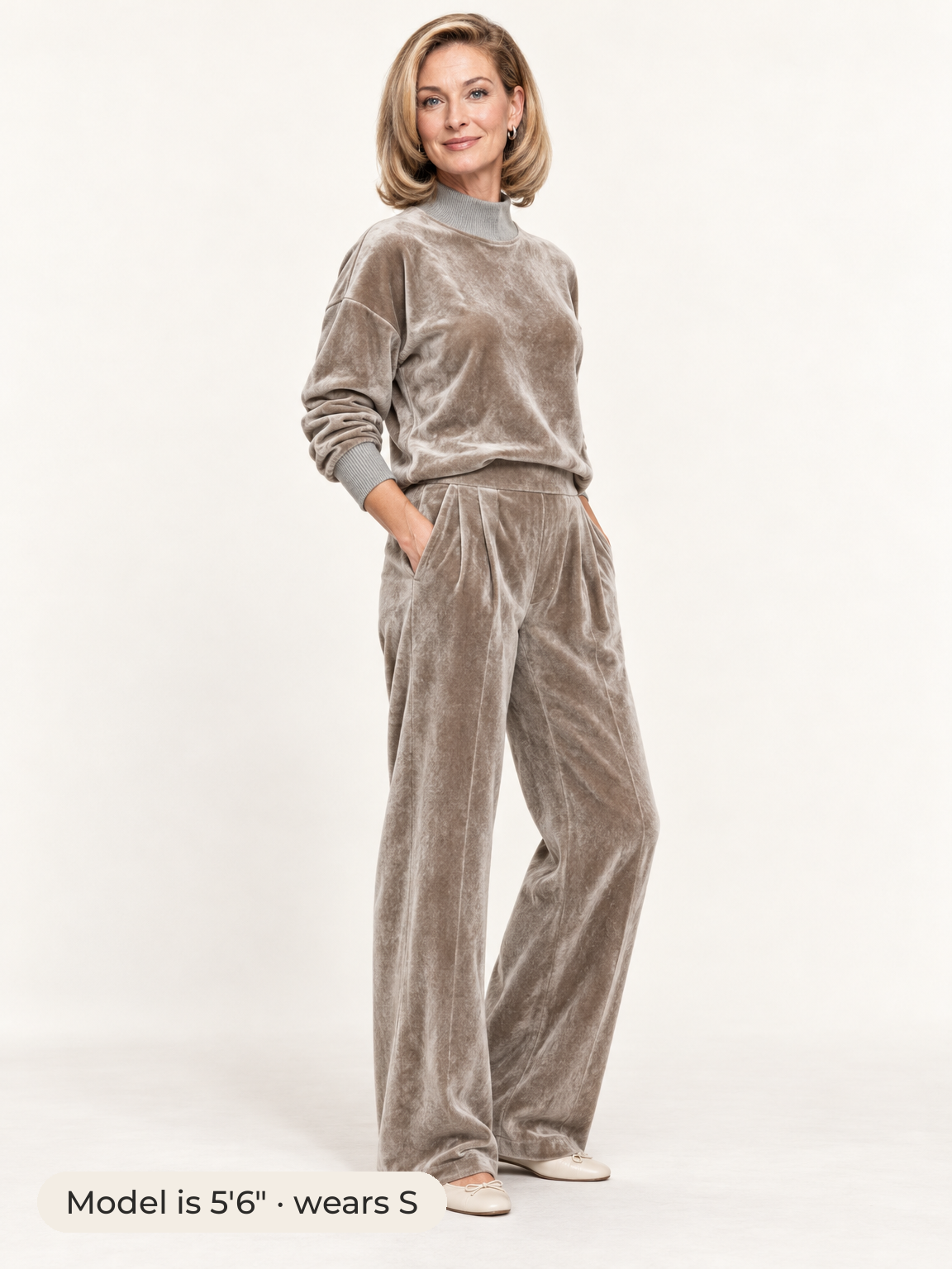 Vivian pleated trouser set in silver grey 