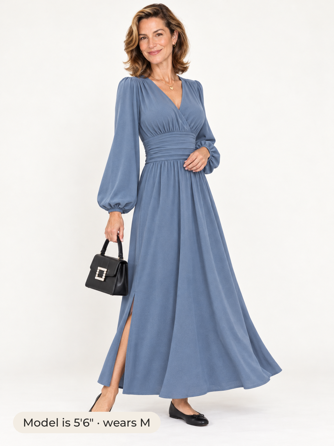 Rosalind lantern-sleeve maxi dress