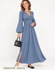 Rosalind lantern-sleeve maxi dress