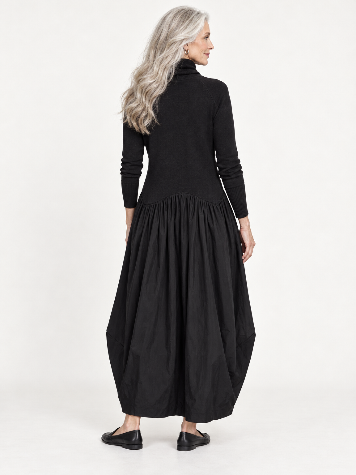 Ingrid turtleneck maxi dress in black 