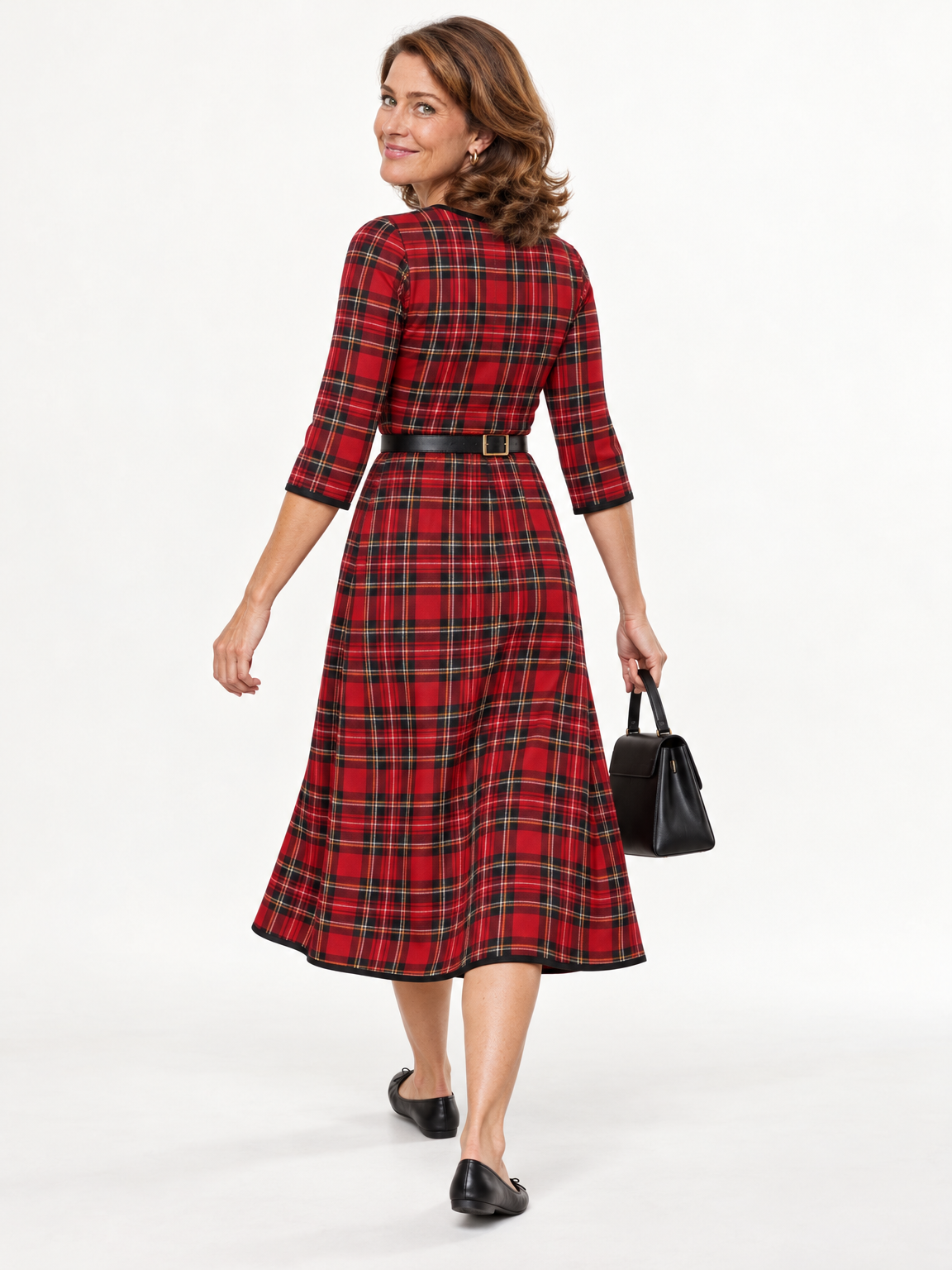 Margaret plaid midi dress
