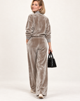 Vivian pleated trouser set in silver grey 
