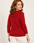 Margot crossover collar sweater in red 