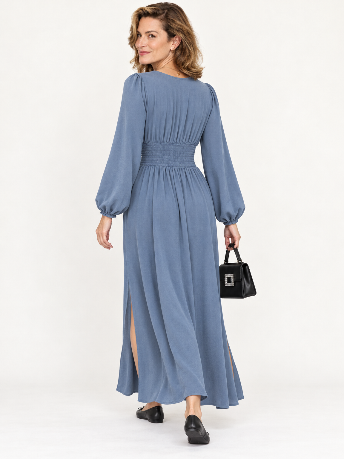 Rosalind lantern-sleeve maxi dress